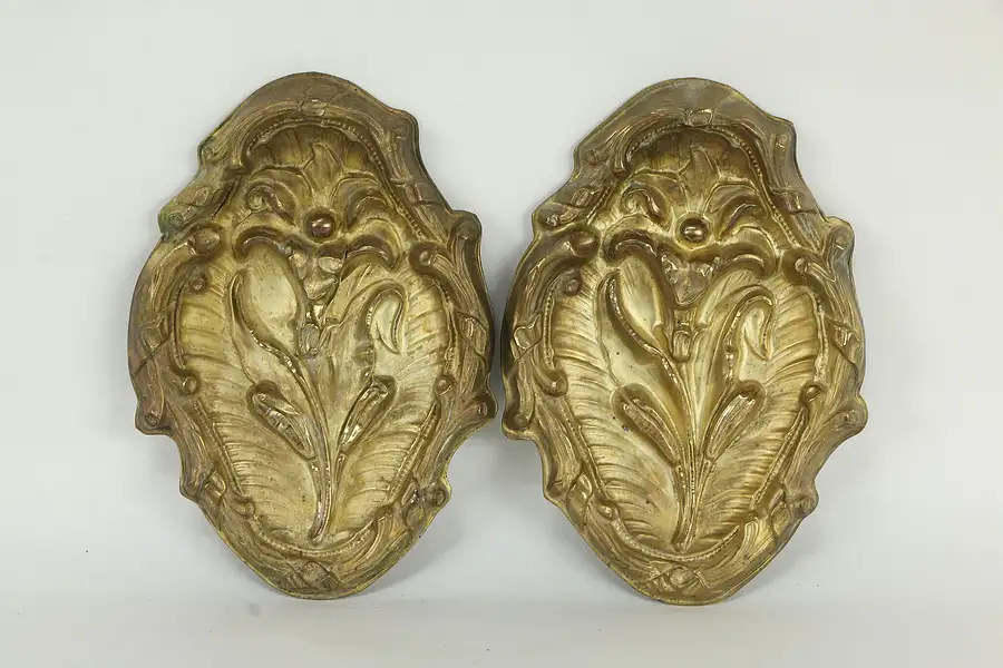 Main image of Pair of Victorian Antique Gold Plated Lily Flower Valance Fragment