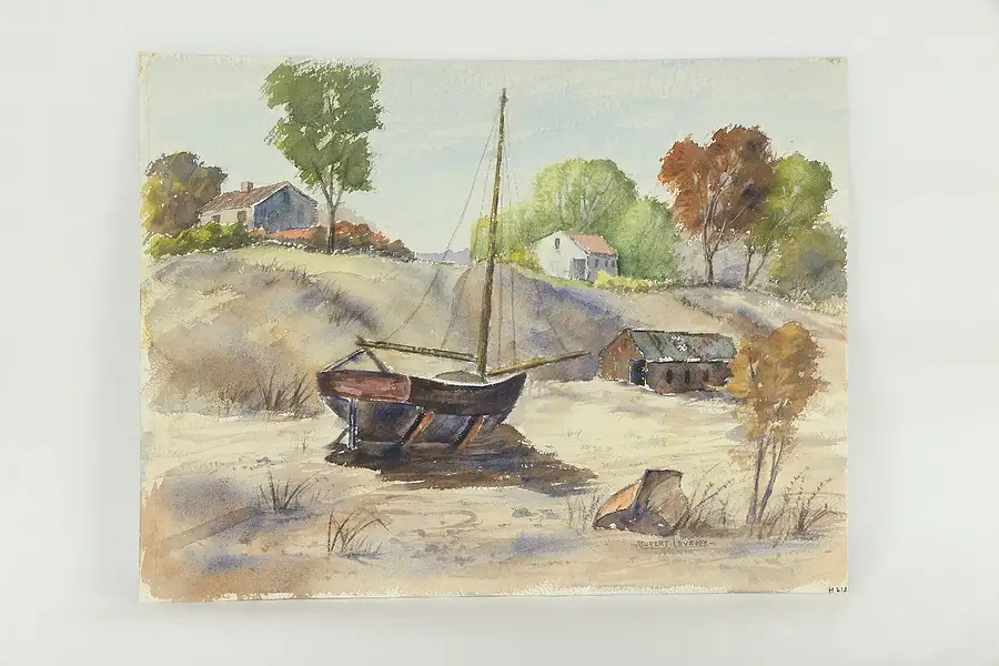 Main image of Sailboat & Winter Original Watercolor Paintings, Rupert Lovejoy 20"