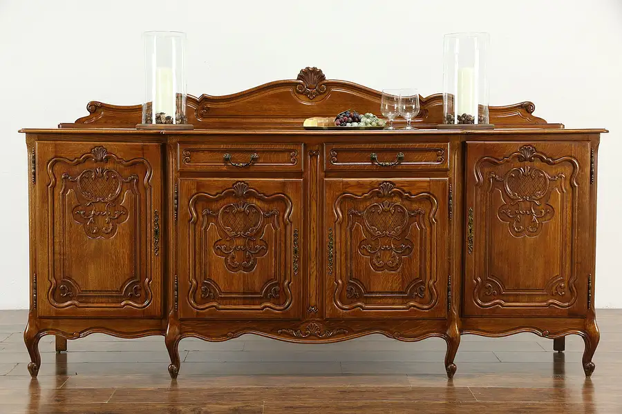 Main image of Oak Country French Provincial Vintage Sideboard Buffet Server, TV Console