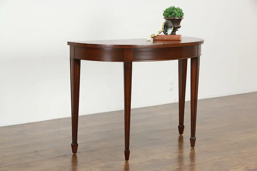 Main image of Mahogany Demilune Half Round Vintage Server or Hall Console Table