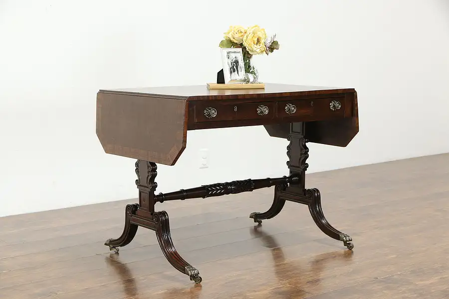 Main image of Regency Antique 1825 English Mahogany Writing Desk, Console, Sofa Table