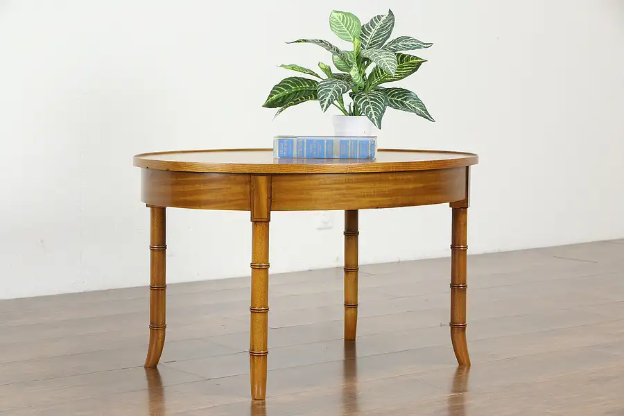 Main image of Oval Vintage Coffee Table, Satinwood, Birdseye, Tulip & Ebony Banding