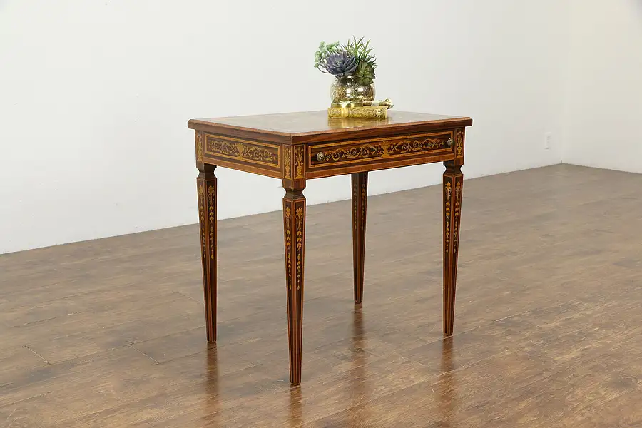 Main image of Rosewood Marquetry Antique Italian Lamp Table or Writing Desk