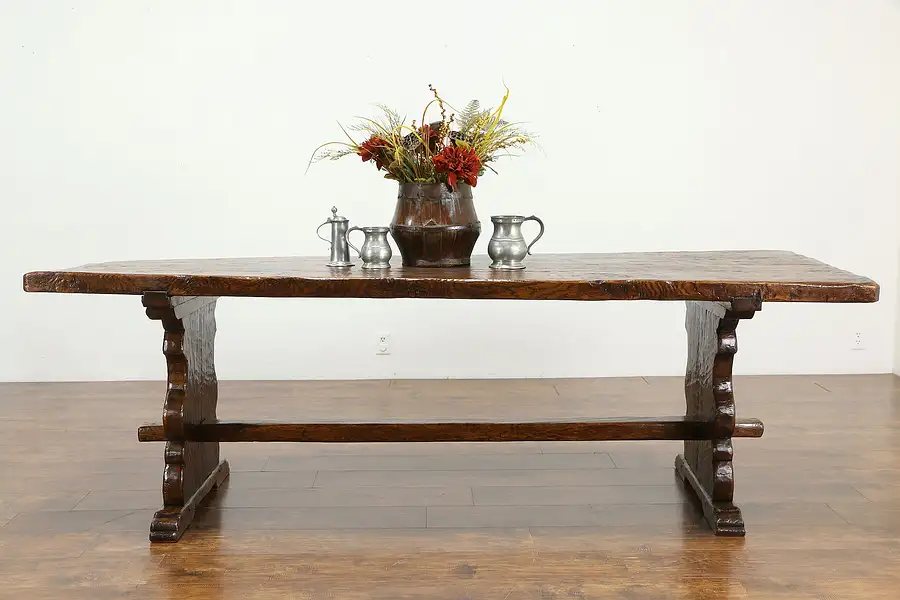 Main image of Spanish Colonial Farmhouse Oak Dining or Library Table Desk