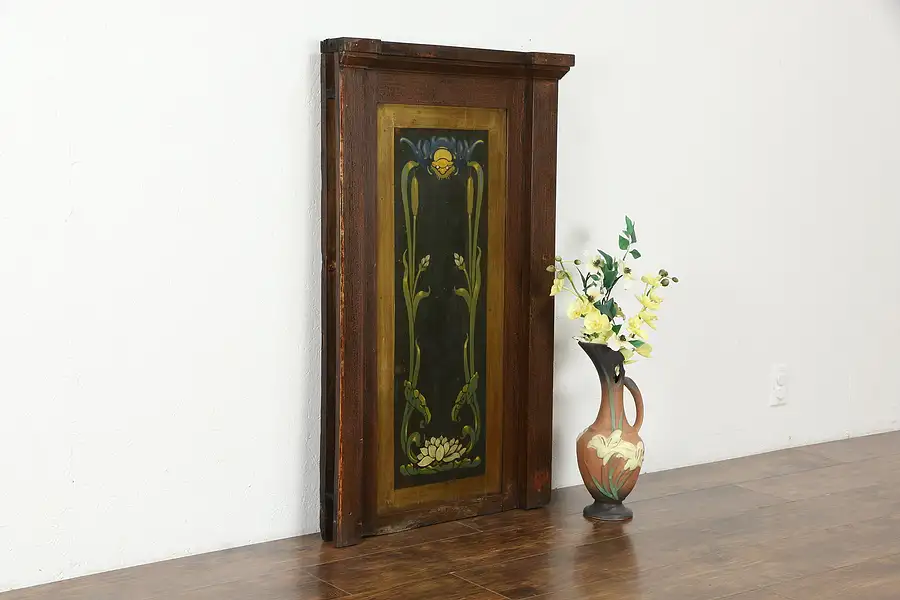 Main image of Art Nouveau Antique Architectural Salvage Hand Painted Panel