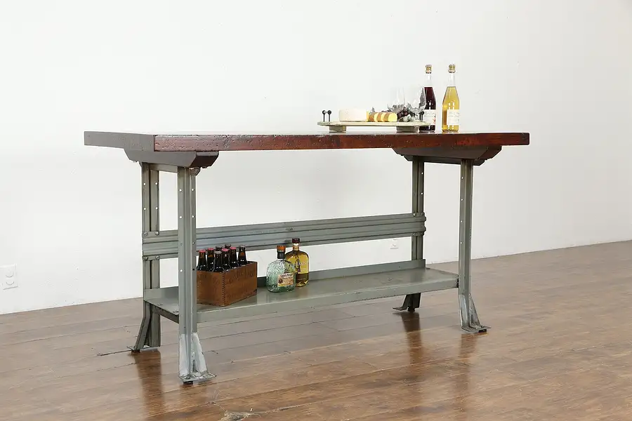 Main image of Butcher Block Industrial Salvage Work, Wine Tasting Table, Kitchen Island