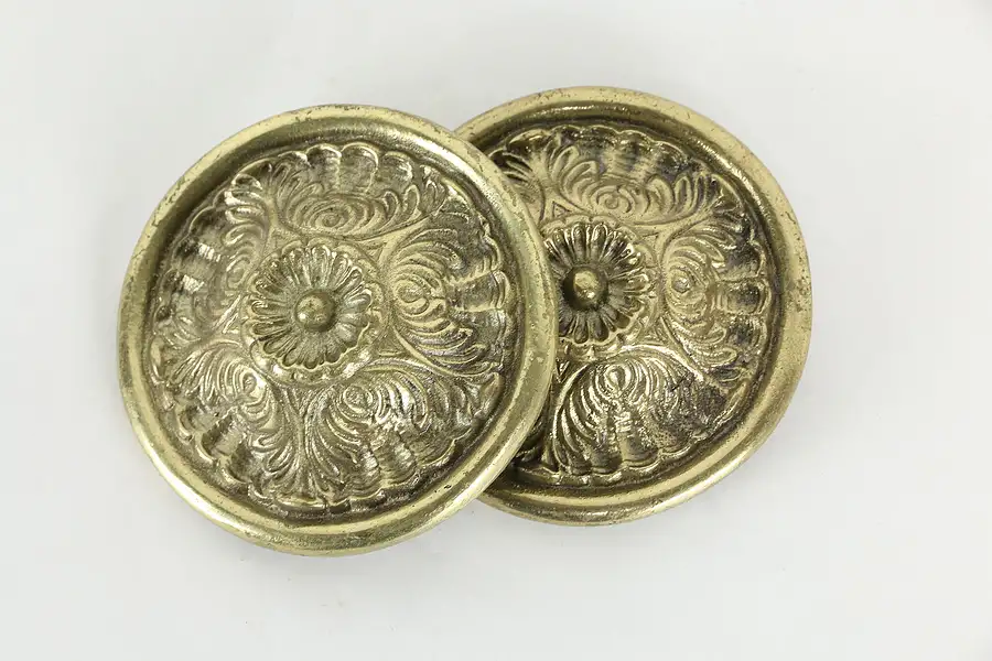 Main image of Pair of Round Brass Curtain or Drape Tiebacks, No Brackets