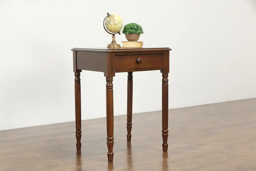 Main image of Victorian Antique Walnut Nightstand, Sewing, Lamp or End Table