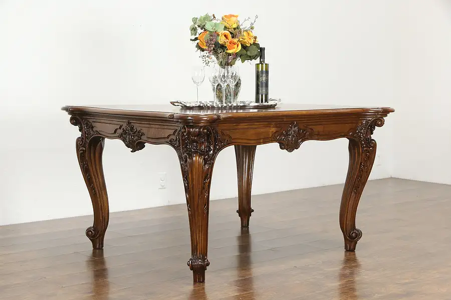 Main image of Carved Antique Walnut Italian Library, Breakfast, Dining or Hall Table