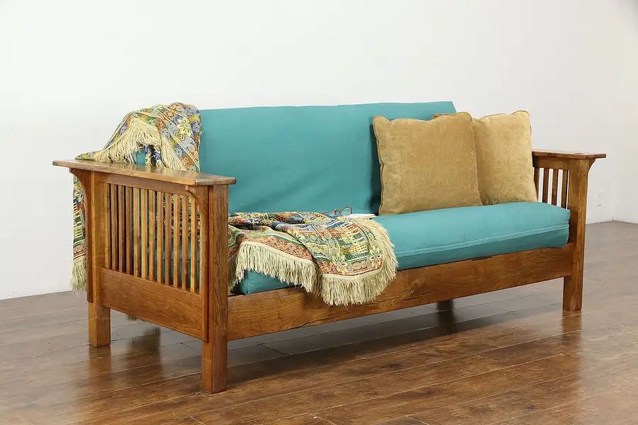 Main image of Craftsman Hand Crafted Mesquite Sofa or Settee, Futon Cushion, Arroyo '95