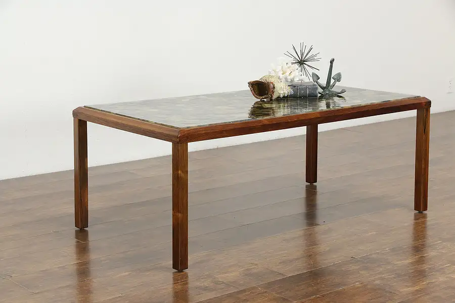 Main image of Midcentury Modern Rosewood Vintage Coffee Table, River Stone Top