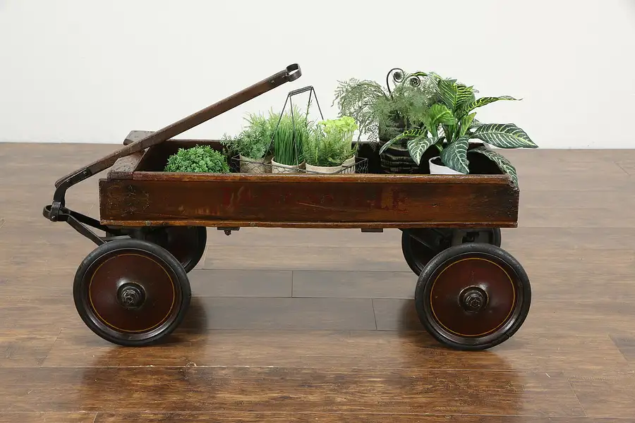 Main image of Oak Antique Janesville Ball Bearing Child's Wagon, Farmhouse Coffee Table