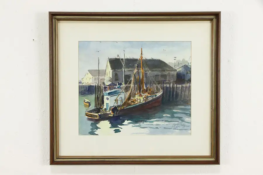 Main image of Lobster Boat, Booth Bay ME Original Watercolor Painting George Straub 24"