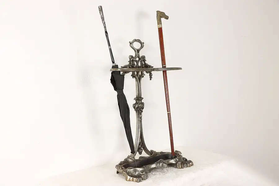 Main image of Victorian Antique Iron Umbrella & Cane Stand, Coalbrookdale