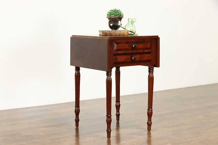 Main image of Cherry Antique Drop Leaf Pembroke Nightstand or Lamp Table