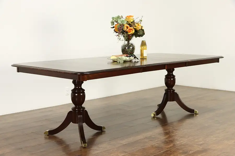 Main image of Traditional Vintage Cherry 8' Double Pedestal Dining Table, 2 Leaves