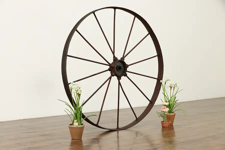 Main image of Cast Iron Farmhouse Antique Industrial Salvage 44" Wheel with Spokes