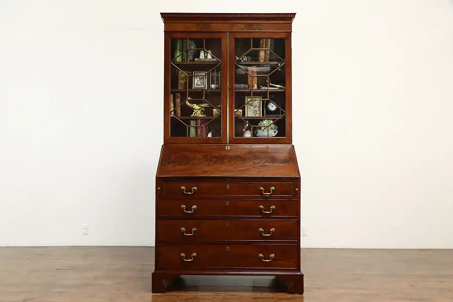 Main image of Georgian 19th Century English Antique Mahogany Secretary Desk & Bookcase