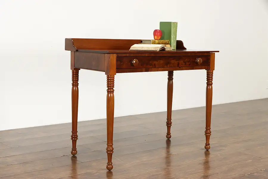 Main image of Sheraton Antique Farmhouse 1825 Mahogany Writing Desk or Console Table