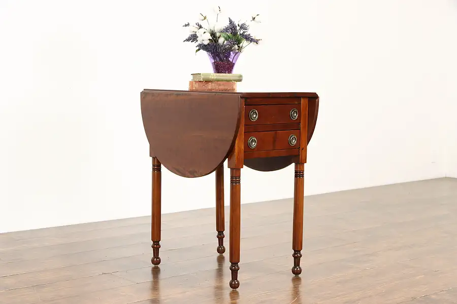 Main image of Sheraton Antique Farmhouse Cherry Dropleaf Nightstand, End or Lamp Table