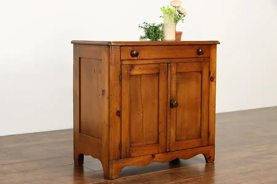 Main image of Country Pine Antique Farmhouse Small Chest Washstand, Nightstand, Commode