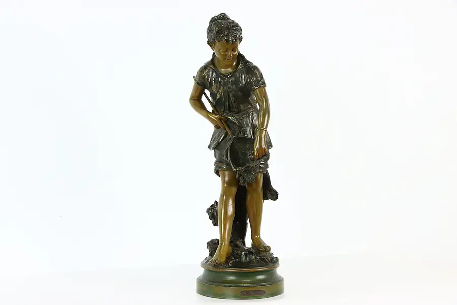 Main image of La Pecheuse Fisher Girl Statue Antique French Sculpture