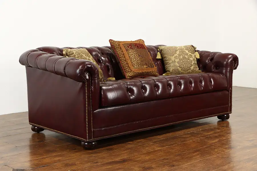 Main image of Chesterfield Tufted Leather Vintage Sleeper Sofa, Craftwork Guild