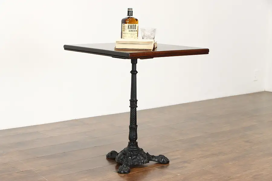 Main image of Victorian Style Vintage Cafe or Pub Table, Mahogany, Cast Iron Base