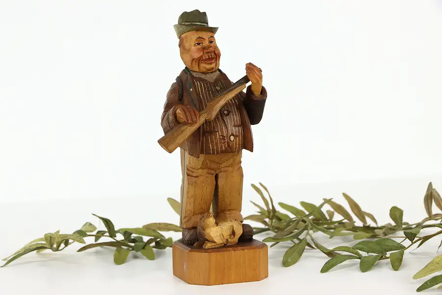 Main image of Italian Hand Carved Fruitwood Hunter Sculpture, Frangini of Florence