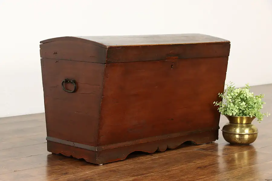 Main image of Immigrant Antique Pine Farmhouse Trunk or Blanket Chest, Old Paint