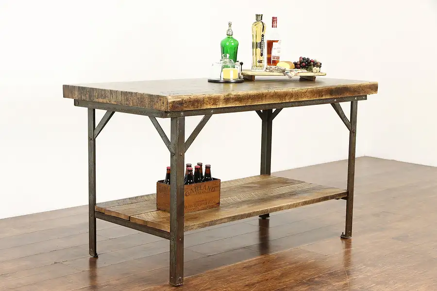 Main image of Industrial Salvage Vintage Wine Cheese Work Table Kitchen Island, Uniquip