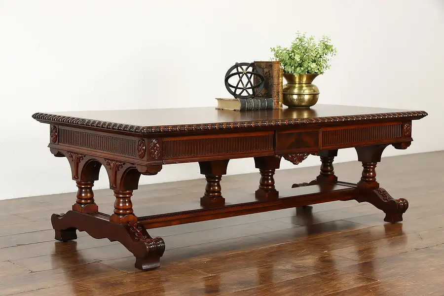 Main image of Renaissance Antique Mahogany Coffee Table Secret Drawers, Imperial