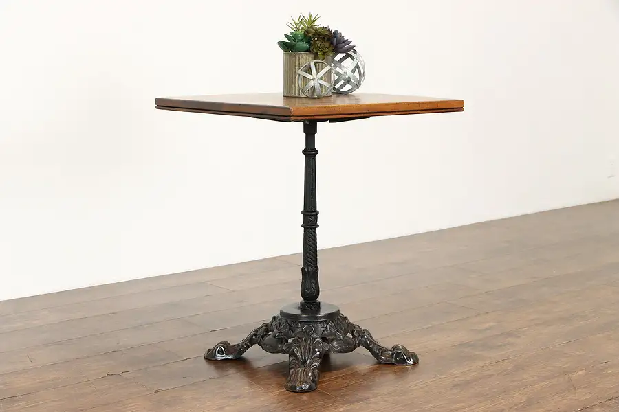 Main image of Victorian Style Vintage Cafe or Pub Table, Mahogany, Cast Iron Base