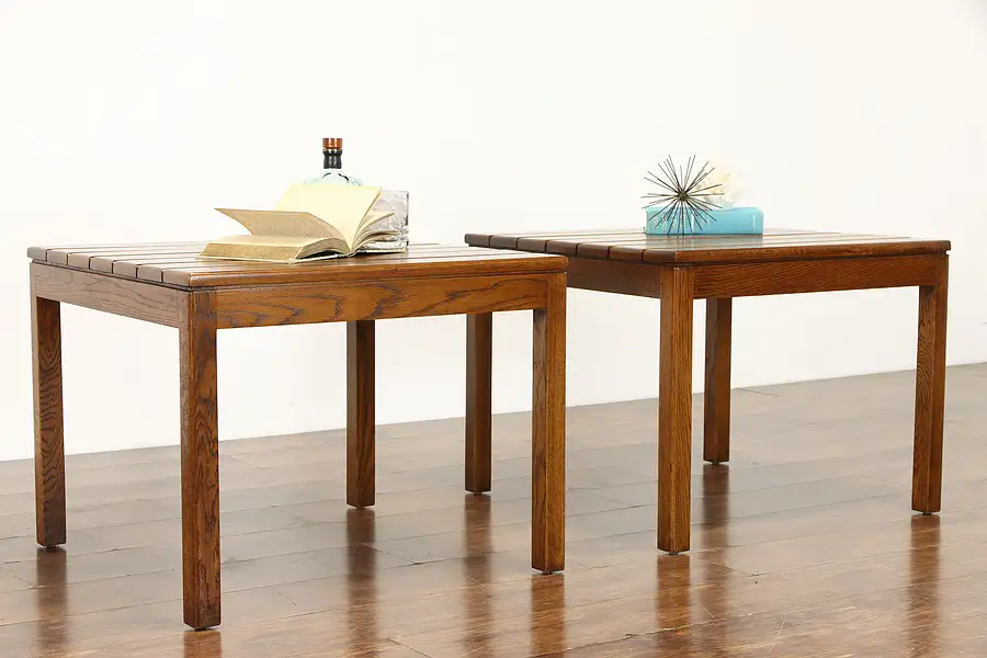 Main image of Pair of Oak Vintage Midcentury Modern End or Lamp Tables, Helikon