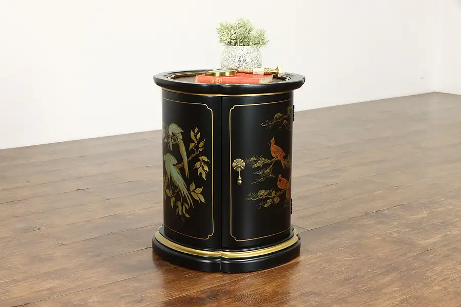 Main image of Chinese Vintage Chairside End Table or Nightstand, Hand Painted Lacquer