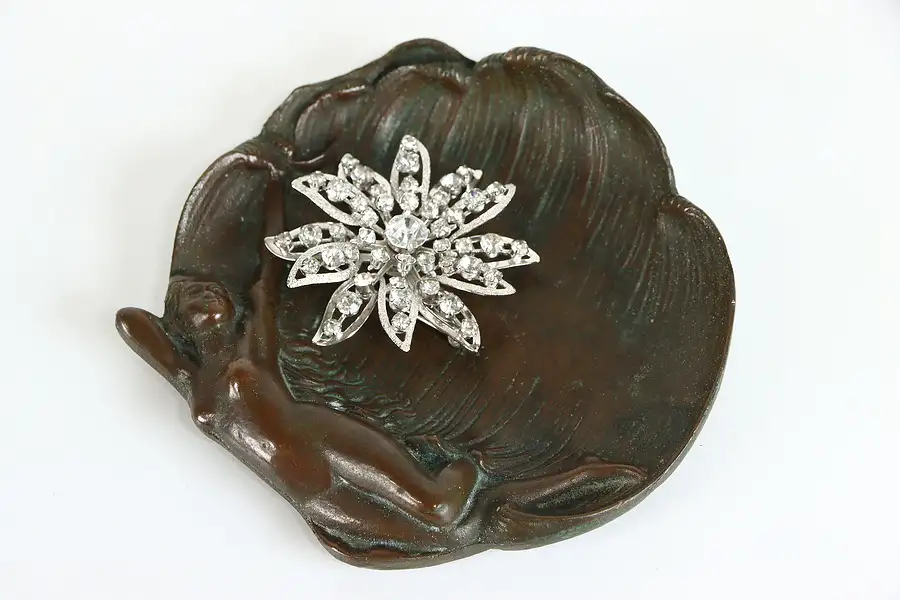 Main image of At Nouveau Antique Cast Bronze Trinket, Boudoir, Jewelry or Dresser Tray