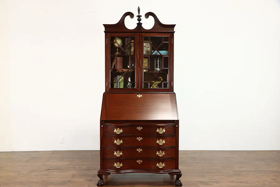 Main image of Traditional Georgian Vintage Mahogany Secretary Desk & Bookcase