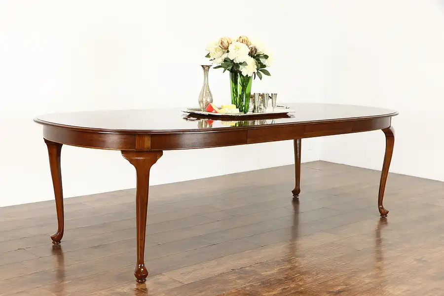 Main image of Traditional Oval Cherry Dining Table, 2 Leaves, Kling, 8.5'