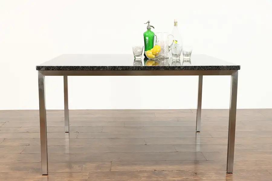 Main image of Granite Top Custom Dining or Patio Table, Stainless Steel Base