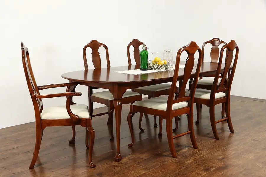 Main image of Cherry Dining Set, Oval Vintage Table, 2 Leaves, 6 Chairs, Lexington