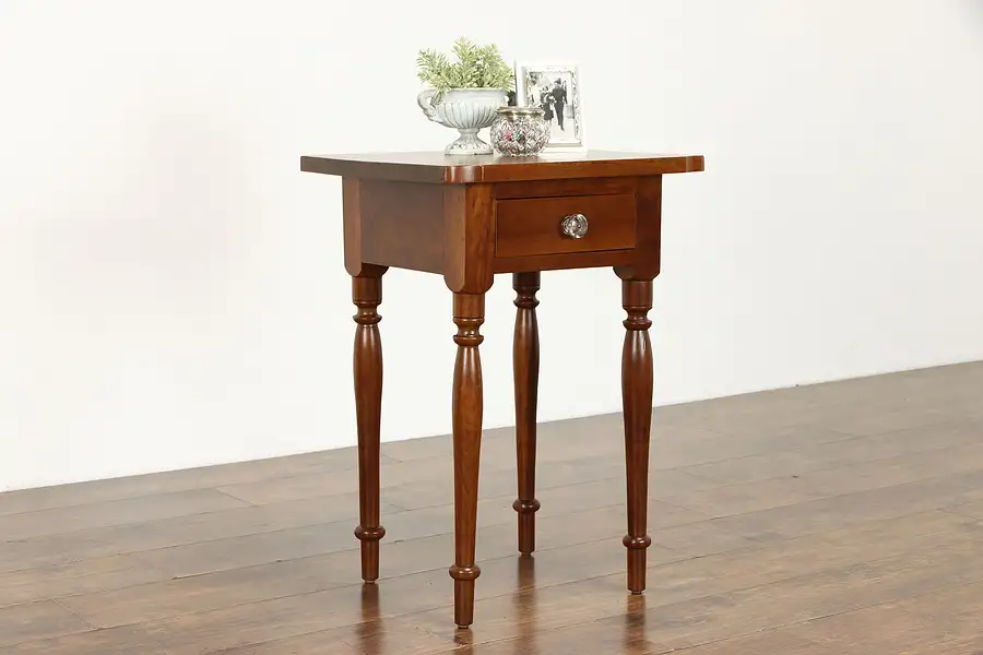 Main image of Farmhouse Cherry Antique 1830 Sheraton Nightstand, Lamp or End Table