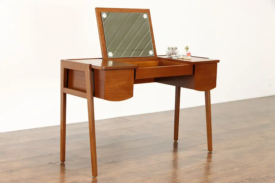 Main image of Midcentury Modern Teak 1960 Vintage Vanity or Dressing Table