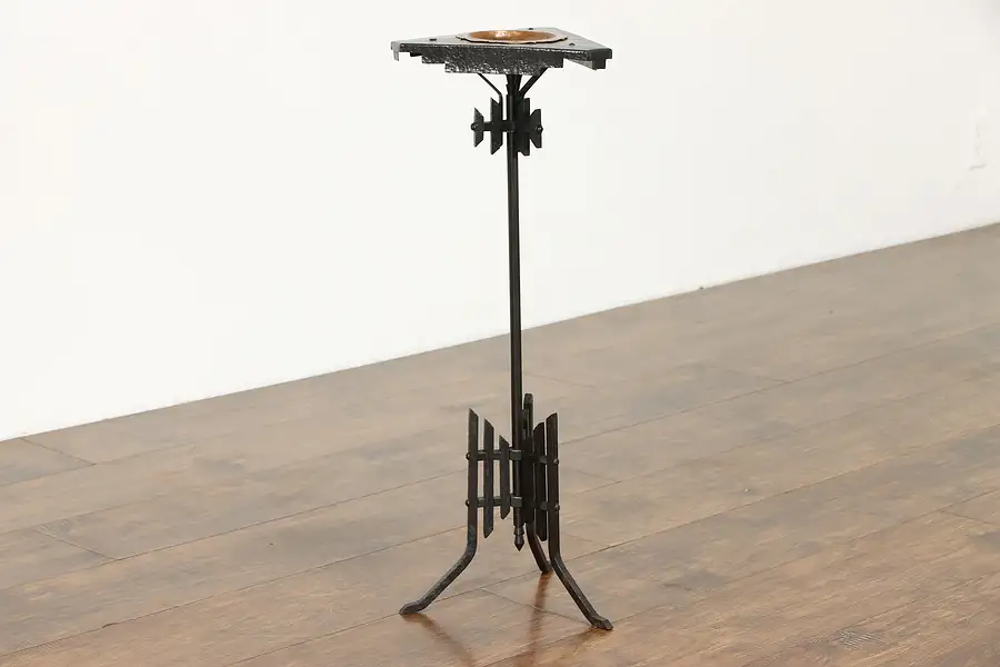 Main image of Arts & Crafts Iron and Copper Mission Smoking Stand, Joe Clancy 1942