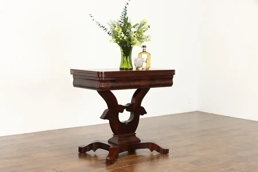 Main image of Empire Antique Flame Mahogany Hall Console, Flip Top Game Table