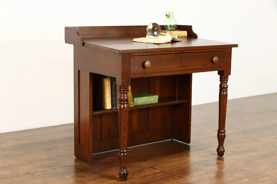 Main image of Victorian Farmhouse Antique Schoolmaster Desk, Gallery & Bookshelf