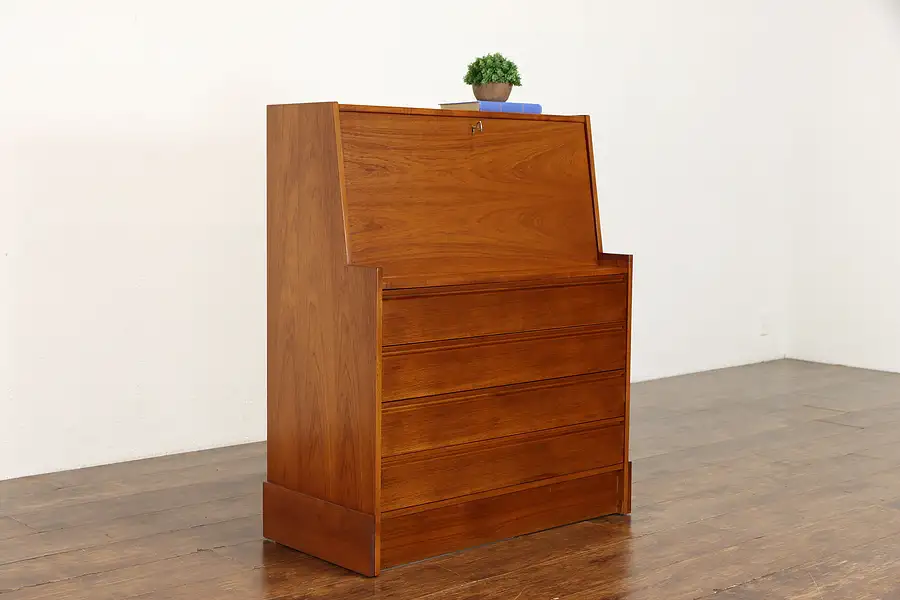 Main image of Midcentury Modern Teak Scandinavian 1960's Vintage Secretary Desk