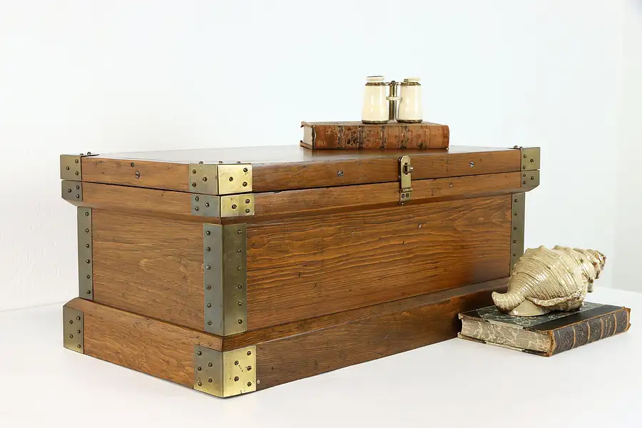 Main image of Small Rustic Country Antique Farmhouse Pine Chest or Trunk