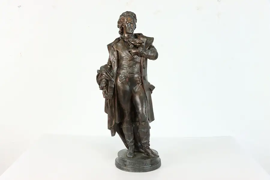 Main image of Spelter Antique Victorian Sculpture, Friedrich Schiller, After Rietschel