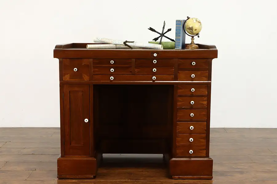 Main image of Victorian Farmhouse Folk Art Antique Watchmaker Desk, Workbench, Island