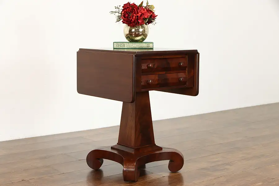 Main image of Empire Antique Mahogany Drop Leaf Lamp or End Table or Nightstand